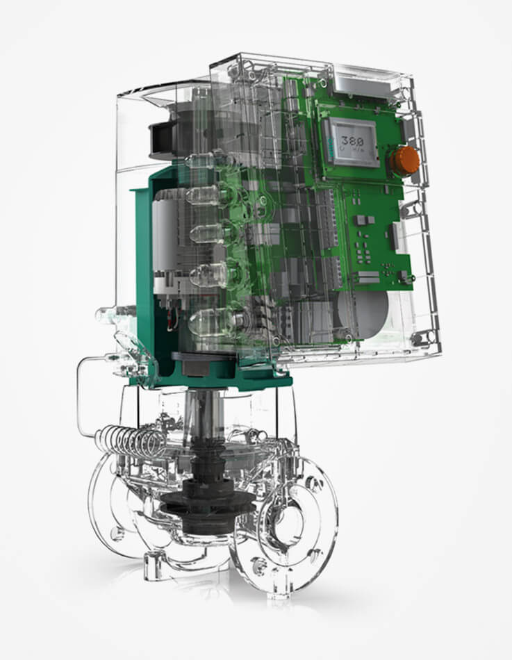 Auf diesem Bild ist die Stratos GIGA als transparentes Glasmodell dargestellt, sodass die technischen Komponenten aus dem Gehäuseinneren zu sehen sind.